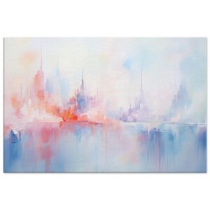 Pastel Abstract City Skyline Canvas Print - 50x75 cm / 20x30″, Slim
