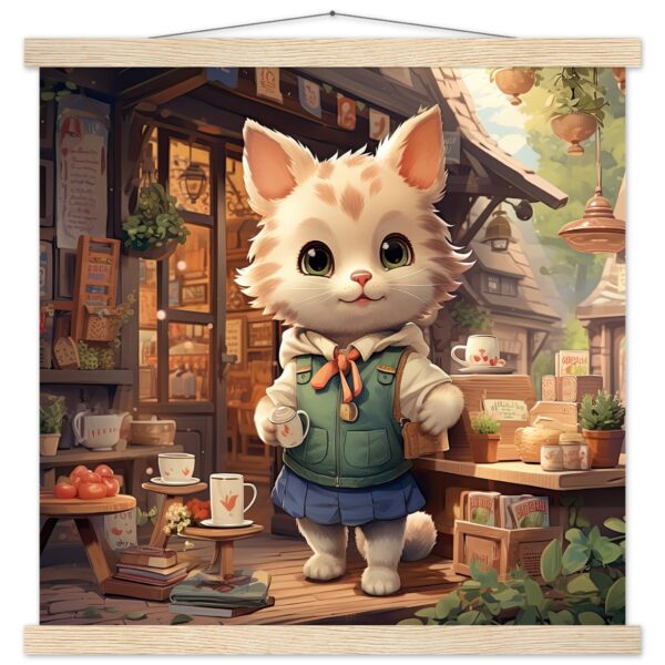 Cute Kitten Coffee Shop Art Print with Hanger
