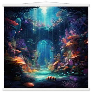 Underwater Paradise Ocean Art Print with Hanger - 70x70 cm / 28x28″, White wall hanger