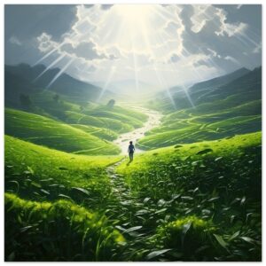 Daybreak - Fields of Green - Metal Print - 20x20 cm / 8x8″