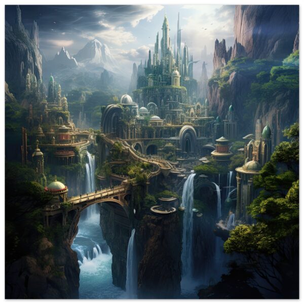 Elven Kingdom Fantasy Art Poster - 25x25 cm / 10x10″