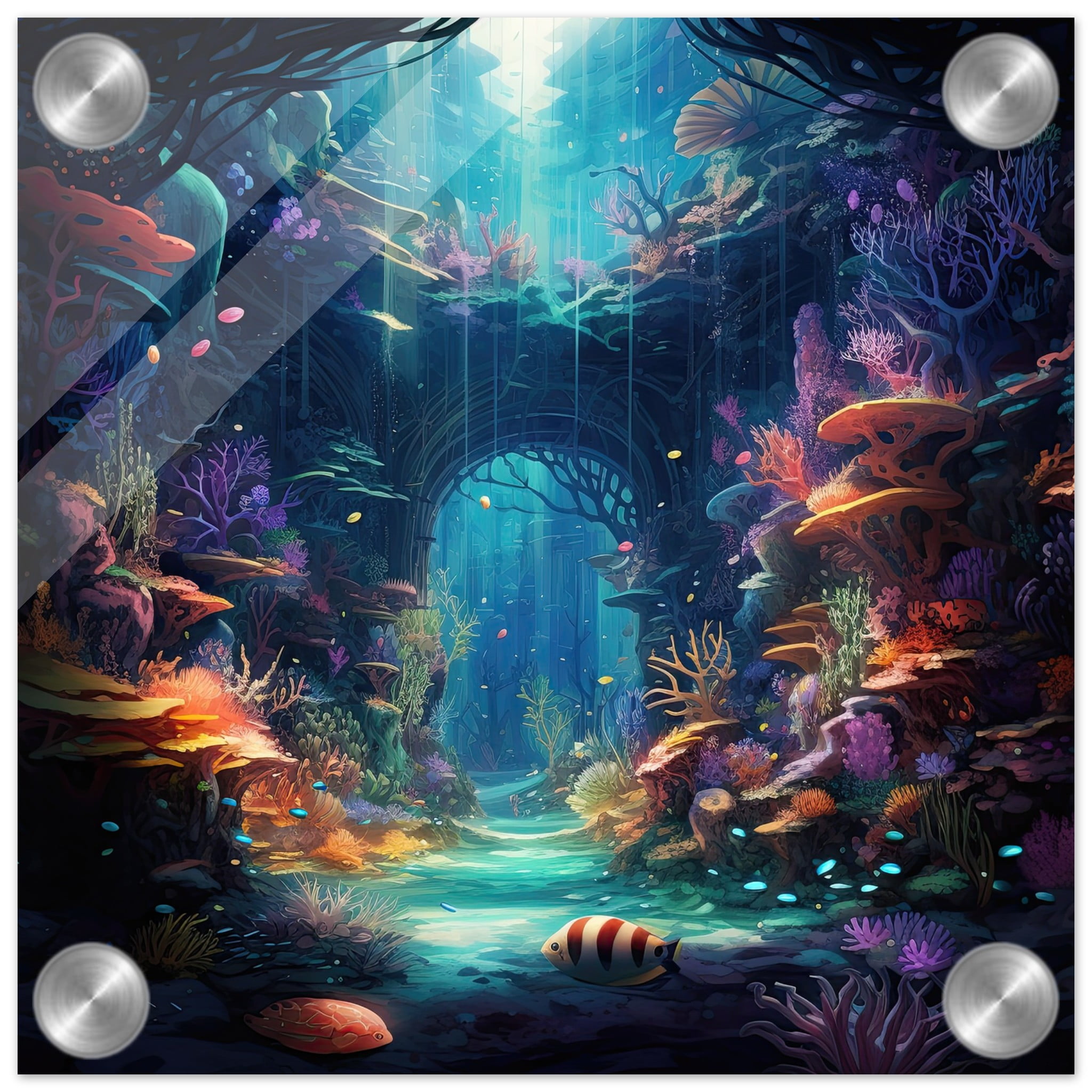 Underwater Paradise Ocean Acrylic Print – 20×20 cm / 8×8″