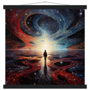 Infinity Abstract Art Print with Hanger - 45x45 cm / 18x18″, Black wall hanger