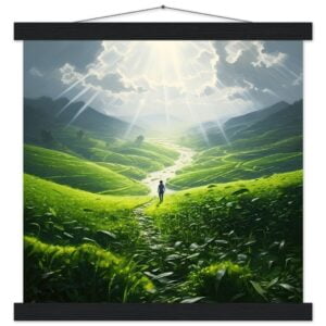 Daybreak - Fields of Green - Art Print with Hanger - 35x35 cm / 14x14″, Black wall hanger