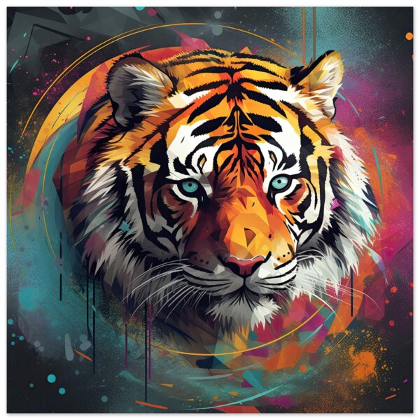 Tiger Colorful Abstract Metal Print - 60x60 cm / 24x24″