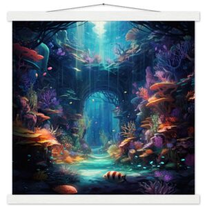Underwater Paradise Ocean Art Print with Hanger - 45x45 cm / 18x18″, White wall hanger