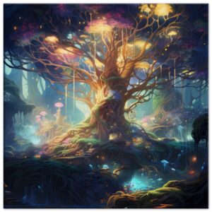 Magical Tree Kingdom Canvas Print - 40x40 cm / 16x16″, Slim