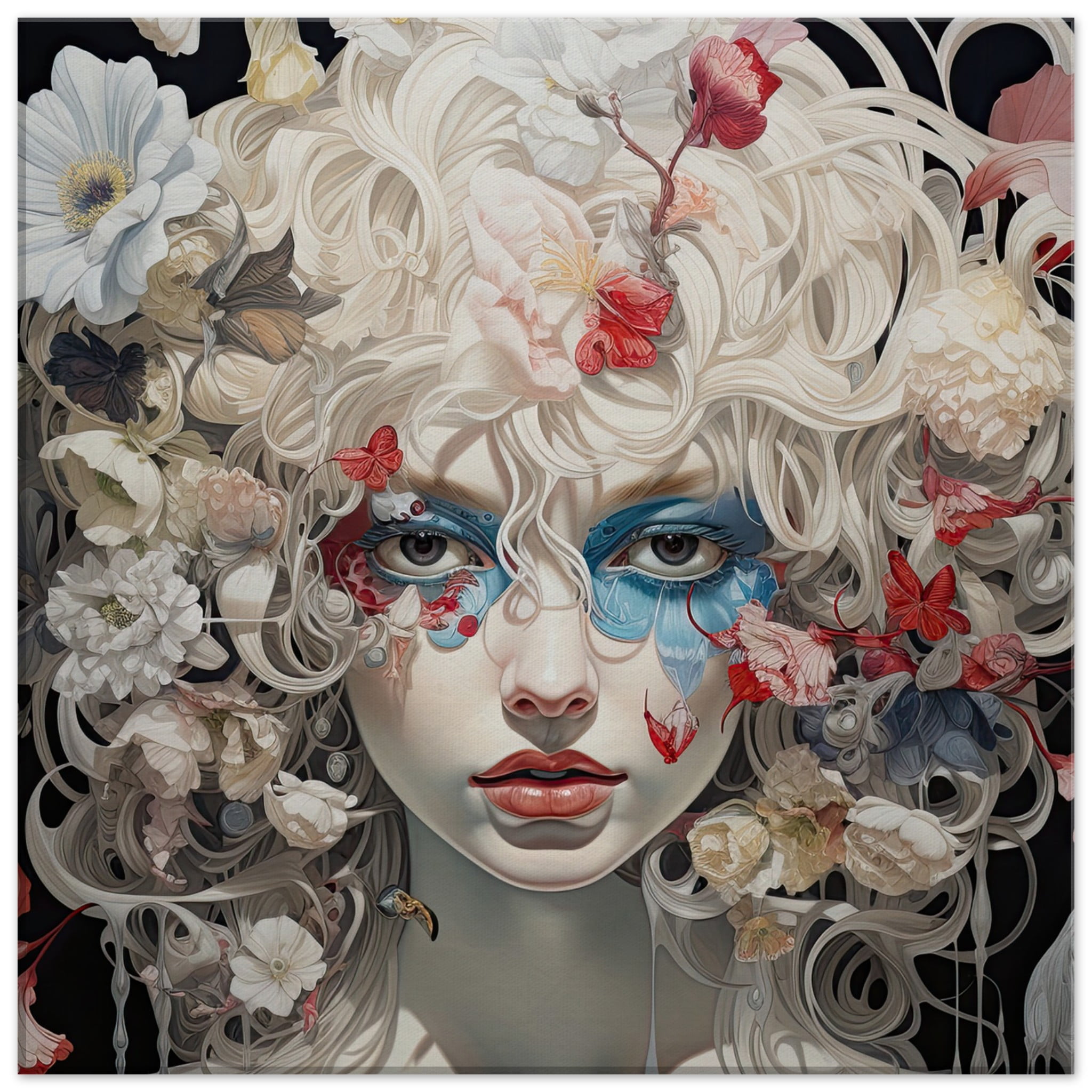 Flower Girl Art Canvas Print – 50×50 cm / 20×20″, Thick