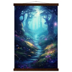 Path Through the Magic Forest Art Print with Hanger - 40x60 cm / 16x24″, Dark wood wall hanger