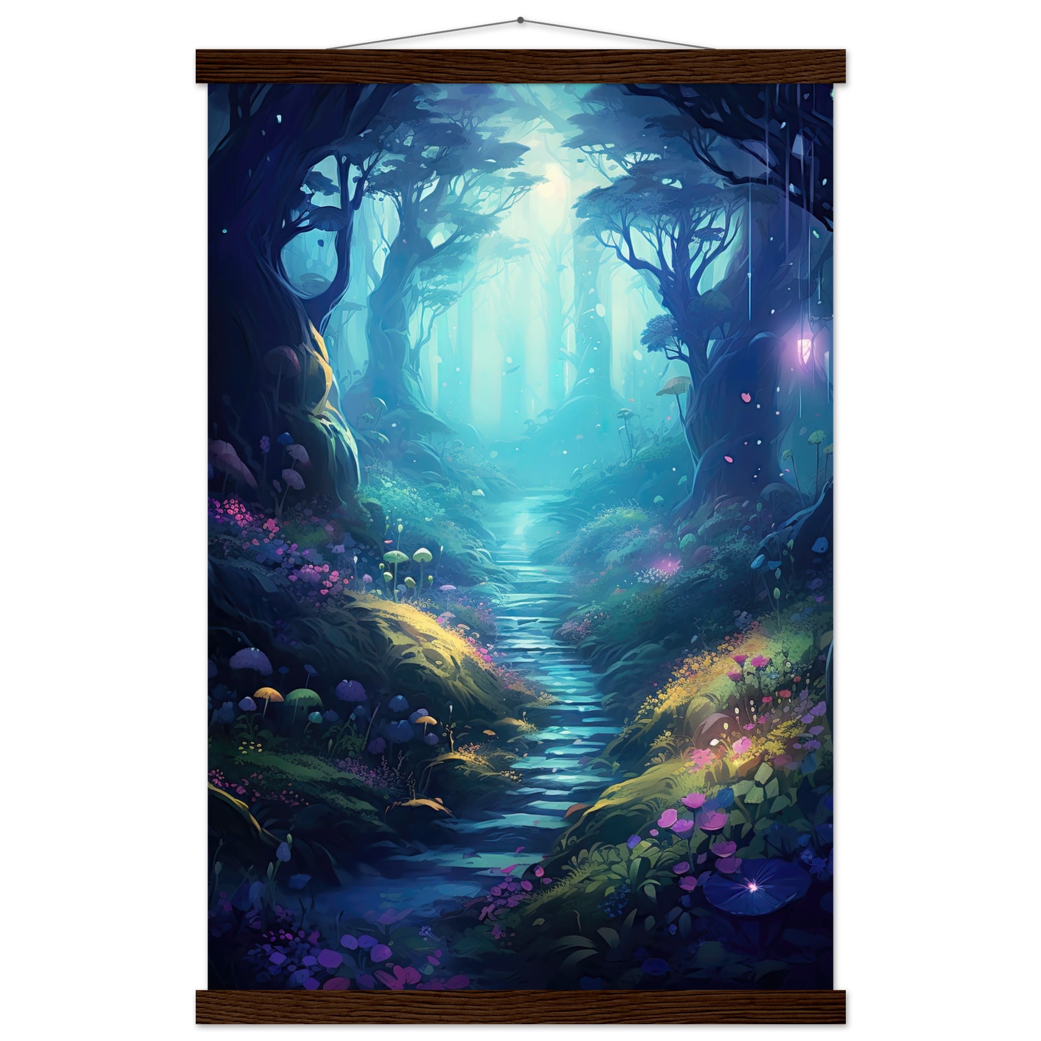 Path Through the Magic Forest Art Print with Hanger – 40×60 cm / 16×24″, Dark wood wall hanger