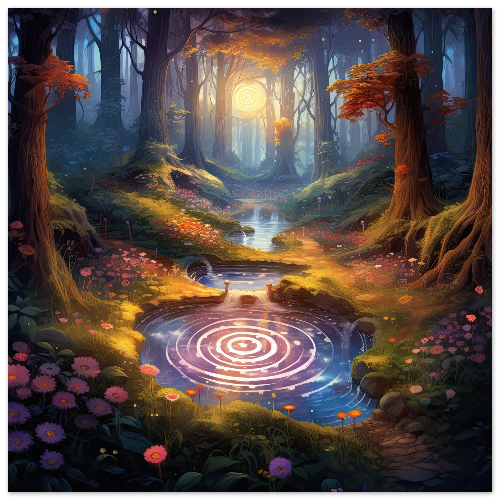 Mesmerizing Forest Whirlpool Art Poster – 25×25 cm / 10×10″