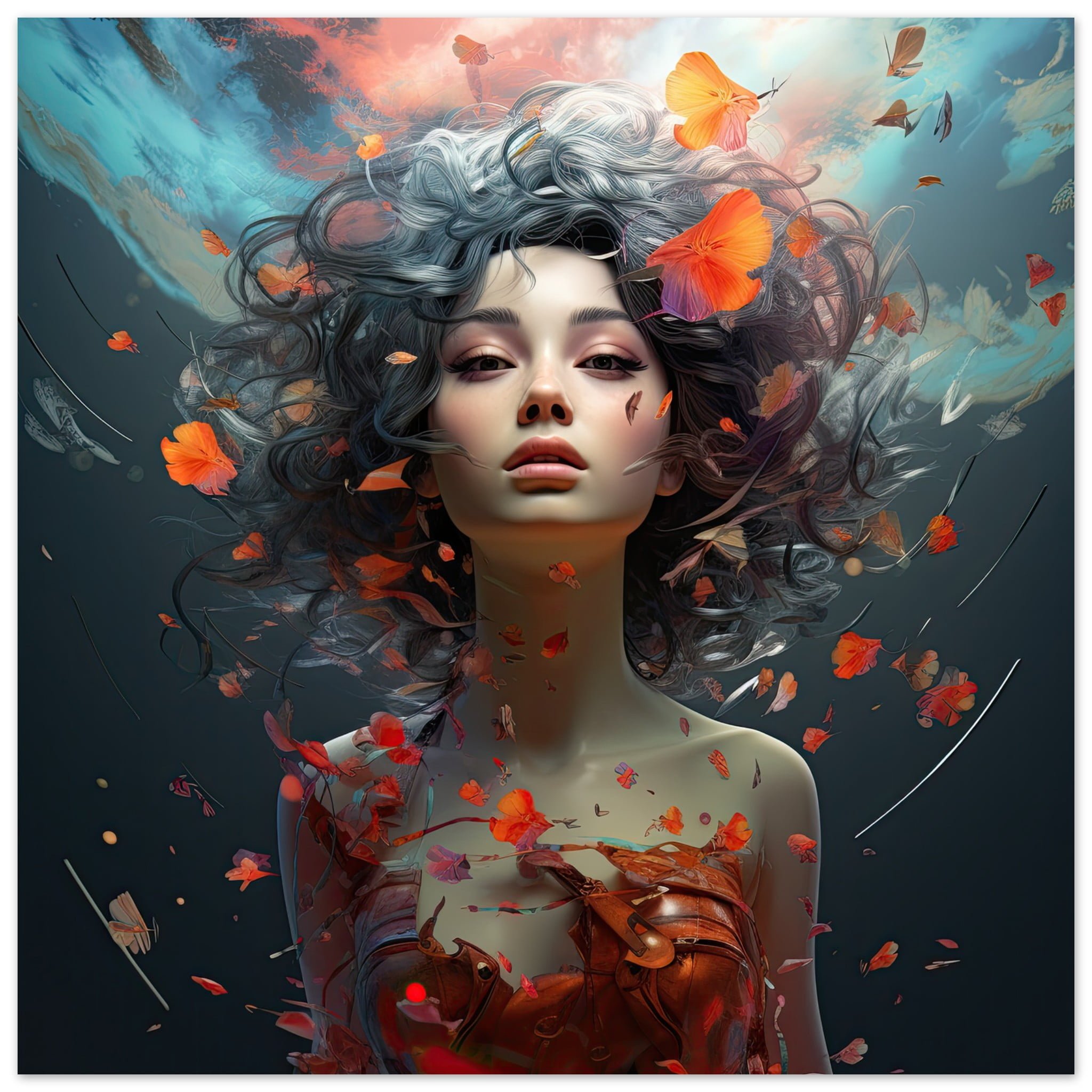 Digital Art – Girl Beautiful Abstract – Art Poster – 70×70 cm / 28×28″