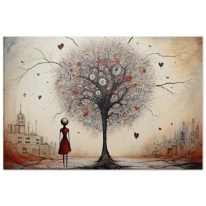 Heart Tree of Desire - Abstract Art Canvas Print - 40x60 cm / 16x24″, Slim
