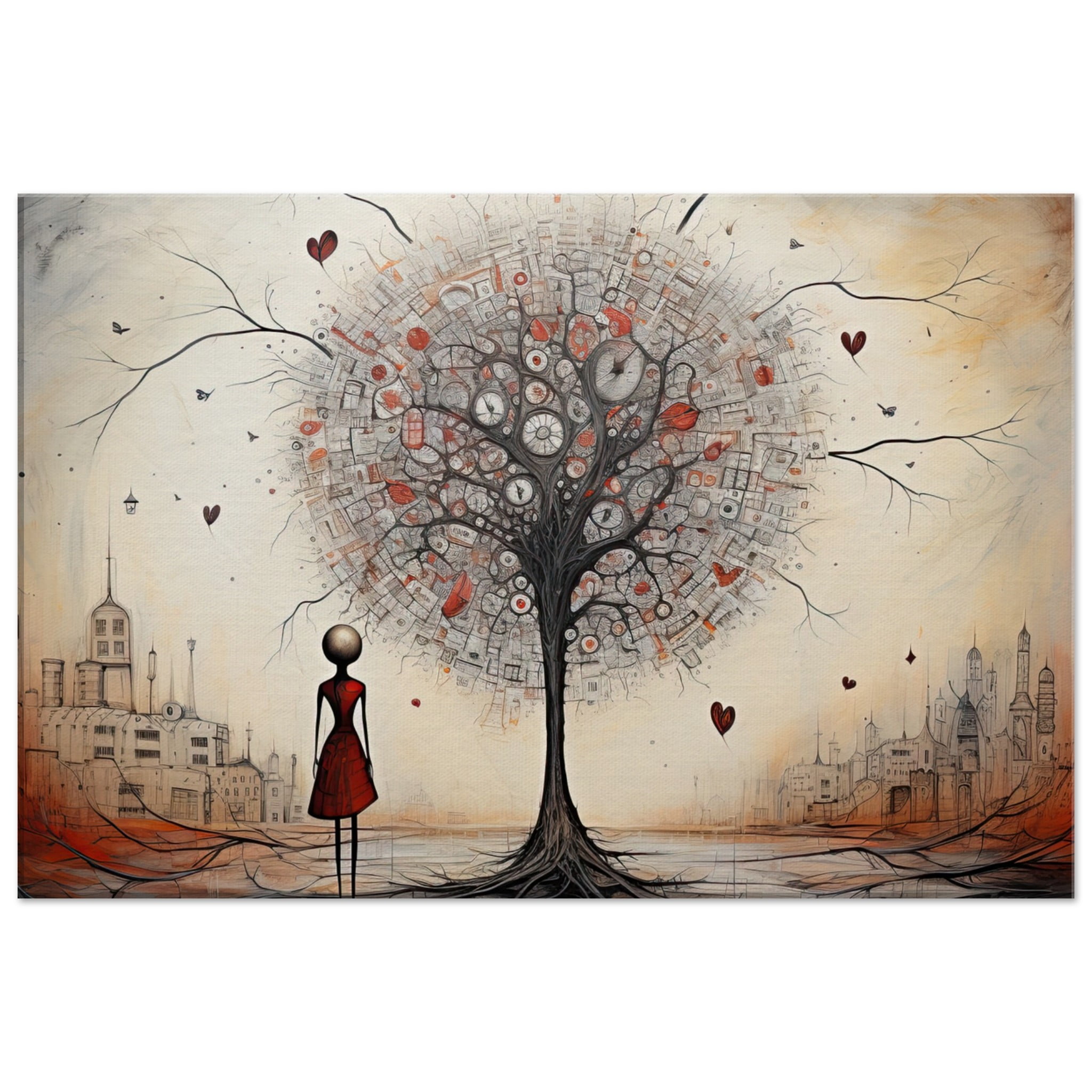 Heart Tree of Desire – Abstract Art Canvas Print – 40×60 cm / 16×24″, Slim