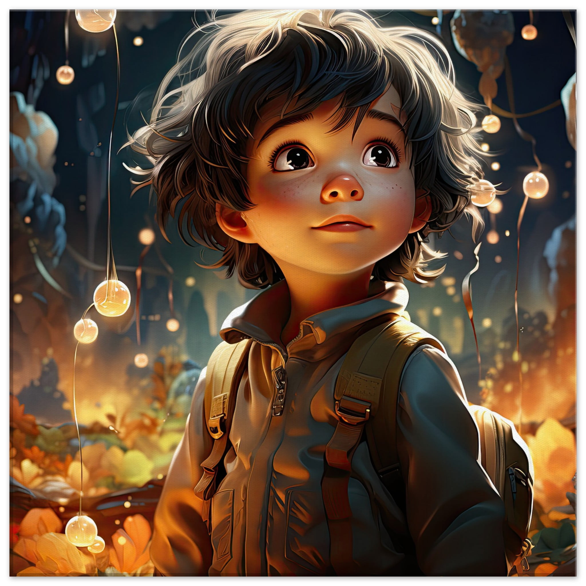 Enchanted World – Boy Adventurer – Canvas Print – 60×60 cm / 24×24″, Thick