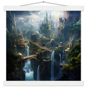 Elven Kingdom Art Print with Hanger - 35x35 cm / 14x14″, White wall hanger