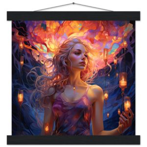 Lovely Lanterns and Colors Art Print with Hanger - 30x30 cm / 12x12″, Black wall hanger