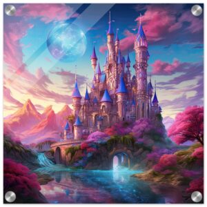 Colorful Fairy Tale Castle Acrylic Print - 40x40 cm / 16x16″