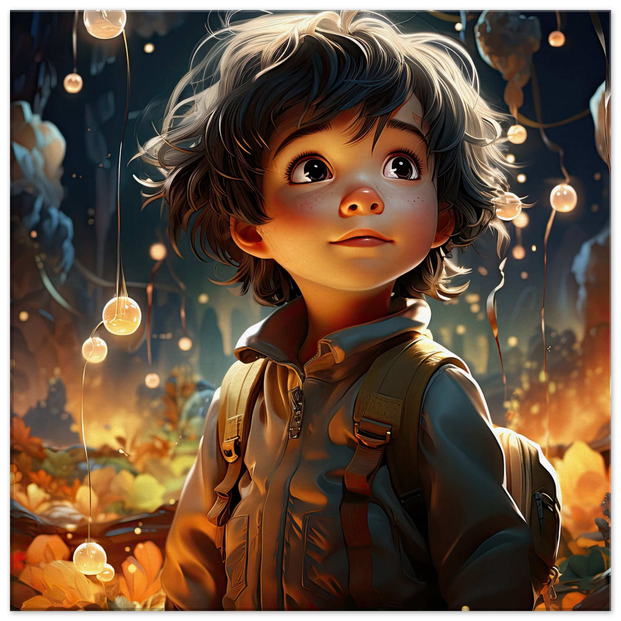 Enchanted World – Boy Adventurer – Canvas Print – 60×60 cm / 24×24″, Slim