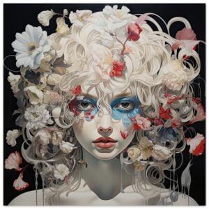 Flower Girl Art Poster Print - 40x40 cm / 16x16″