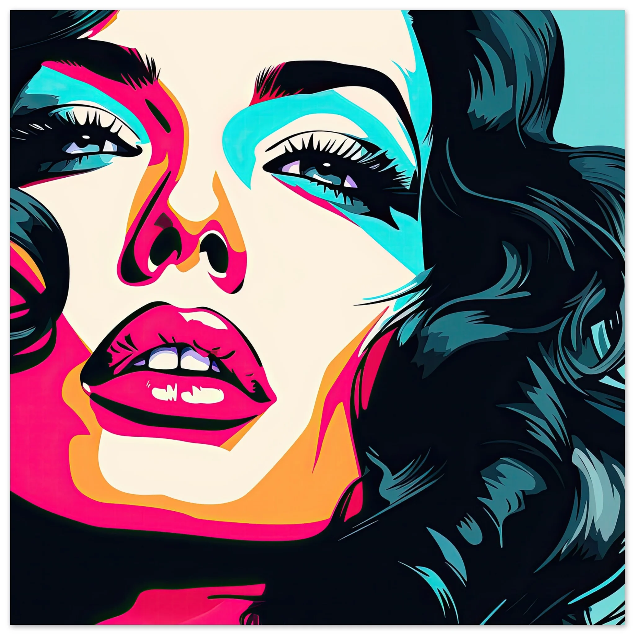 Pop Art Chic Girl Metal Print – 60×60 cm / 24×24″