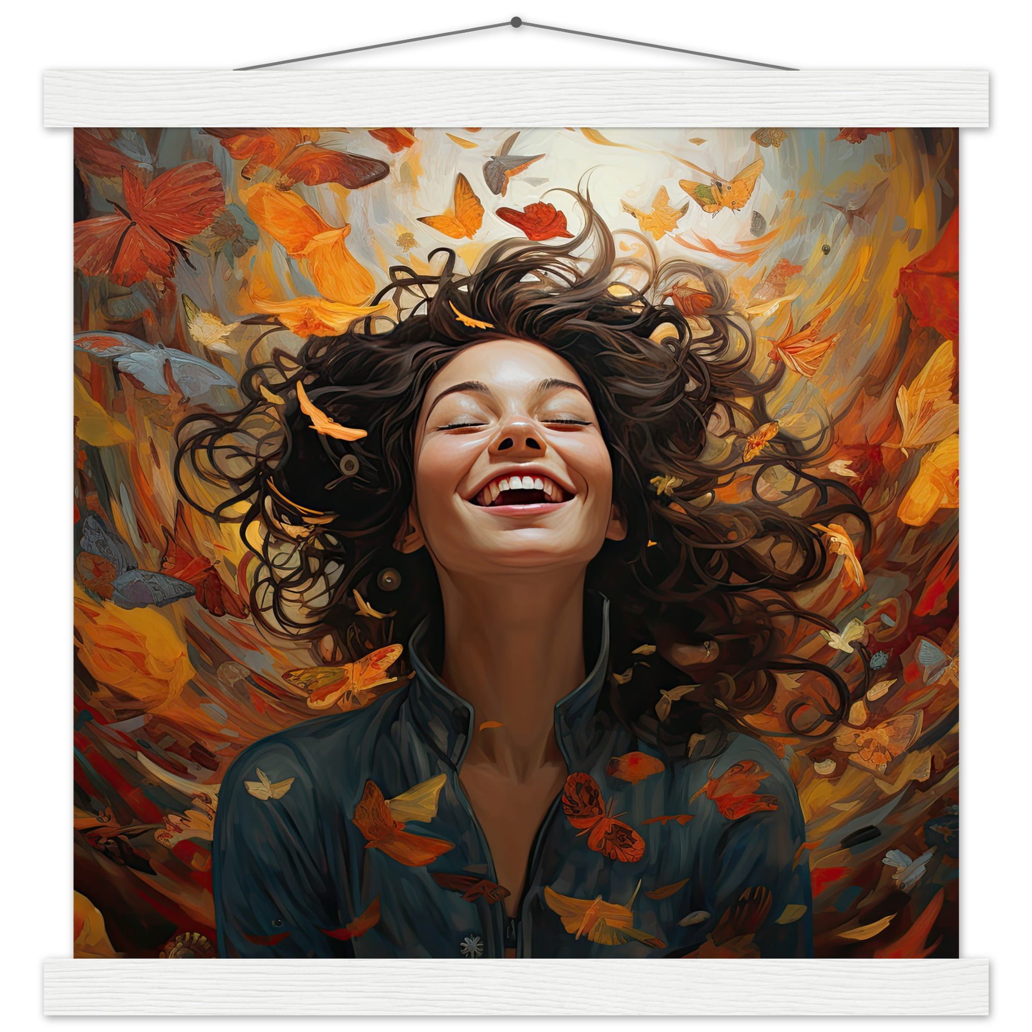 Pure Happiness Art Print with Hanger – 35×35 cm / 14×14″, White wall hanger