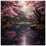 Secret Cherry Blossom Temple Metal Print