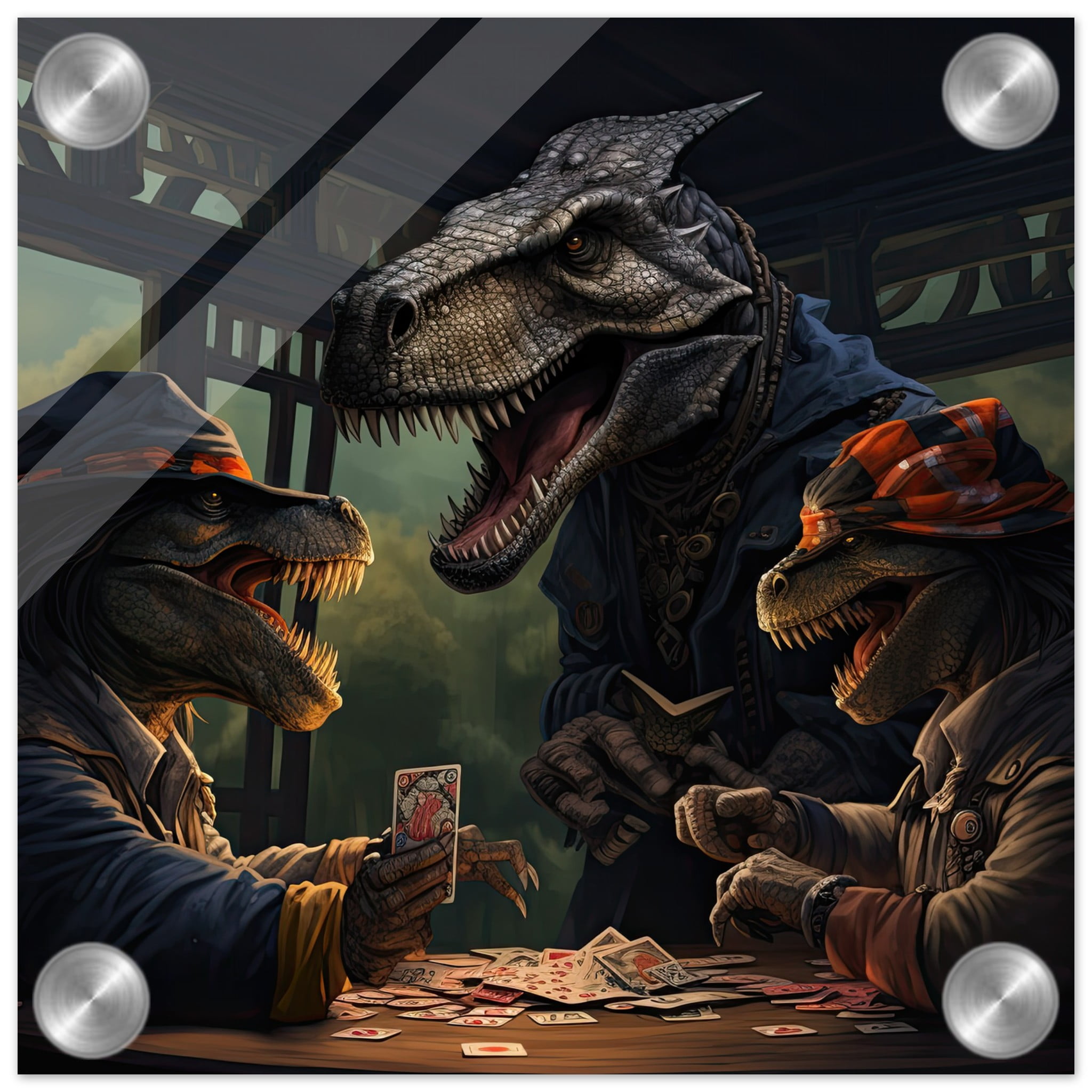 Tyrannosaurus Rex Poker Acrylic Print – 20×20 cm / 8×8″