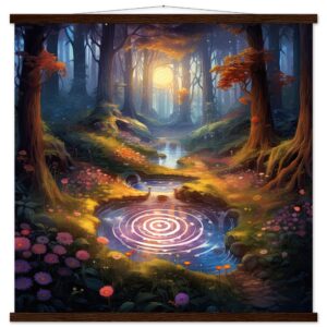 Mesmerizing Forest Whirlpool Art Print with Hanger - 70x70 cm / 28x28″, Dark wood wall hanger