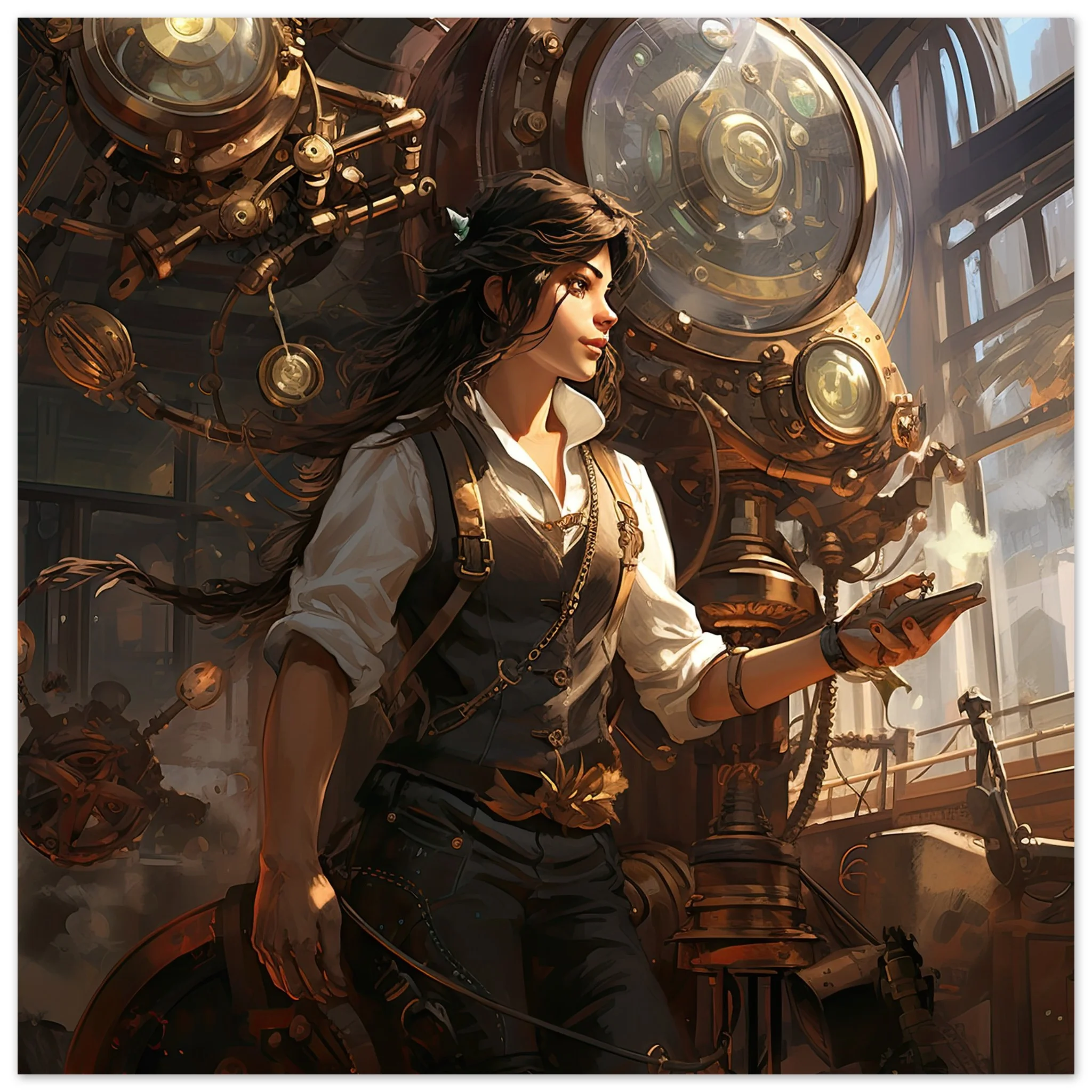 Steampunk Princess Art Poster – 45×45 cm / 18×18″