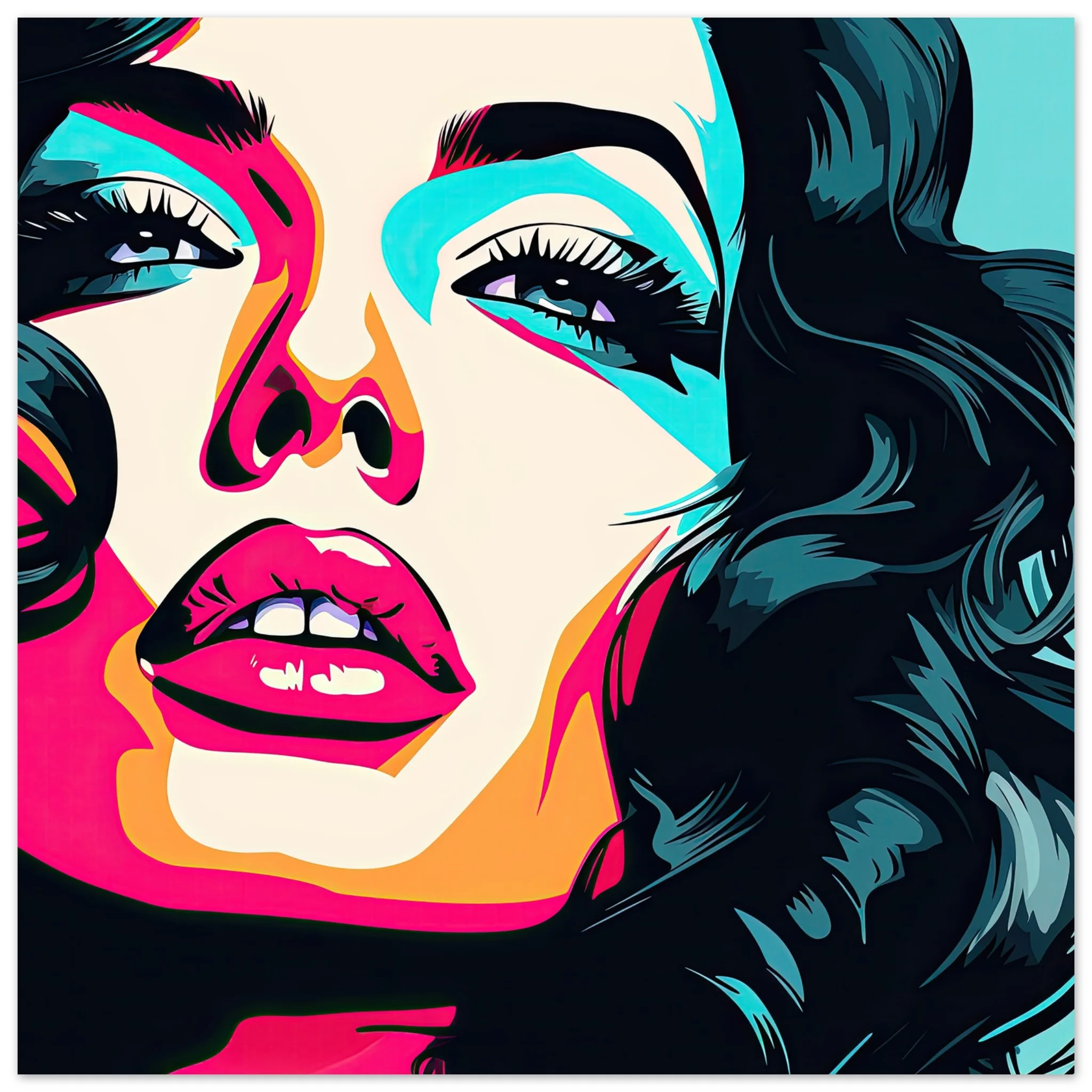 Pop Art Chic Girl Metal Print – 40×40 cm / 16×16″