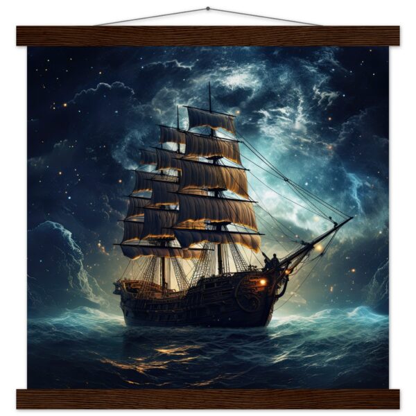 Fantastic Voyage Art Print with Hanger - 40x40 cm / 16x16″, Dark wood wall hanger