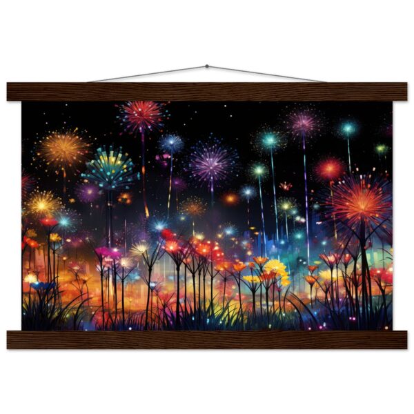 Fireworks and Flowers of Light and Color - Art Print with Hanger - 30x45 cm / 12x18″, Dark wood wall hanger