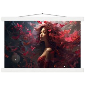 Crimson Reverie Beautiful Art Print with Hanger - 30x45 cm / 12x18″, White wall hanger