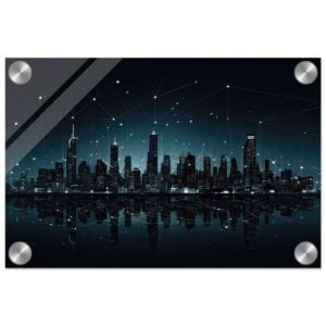 City Skyline Night Constellations Acrylic Print - 20x30 cm / 8x12″