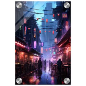 Cyberpunk Market Sci-Fi Acrylic Print - 20x30 cm / 8x12″