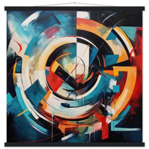Abstract Colorful Painted Blue Art Print with Hanger - 70x70 cm / 28x28″, Black wall hanger