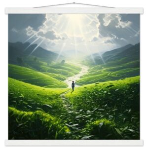 Daybreak - Fields of Green - Art Print with Hanger - 50x50 cm / 20x20″, White wall hanger