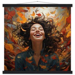 Pure Happiness Art Print with Hanger - 50x50 cm / 20x20″, Black wall hanger