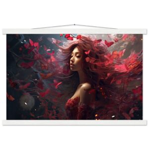 Crimson Reverie Beautiful Art Print with Hanger - 40x60 cm / 16x24″, White wall hanger