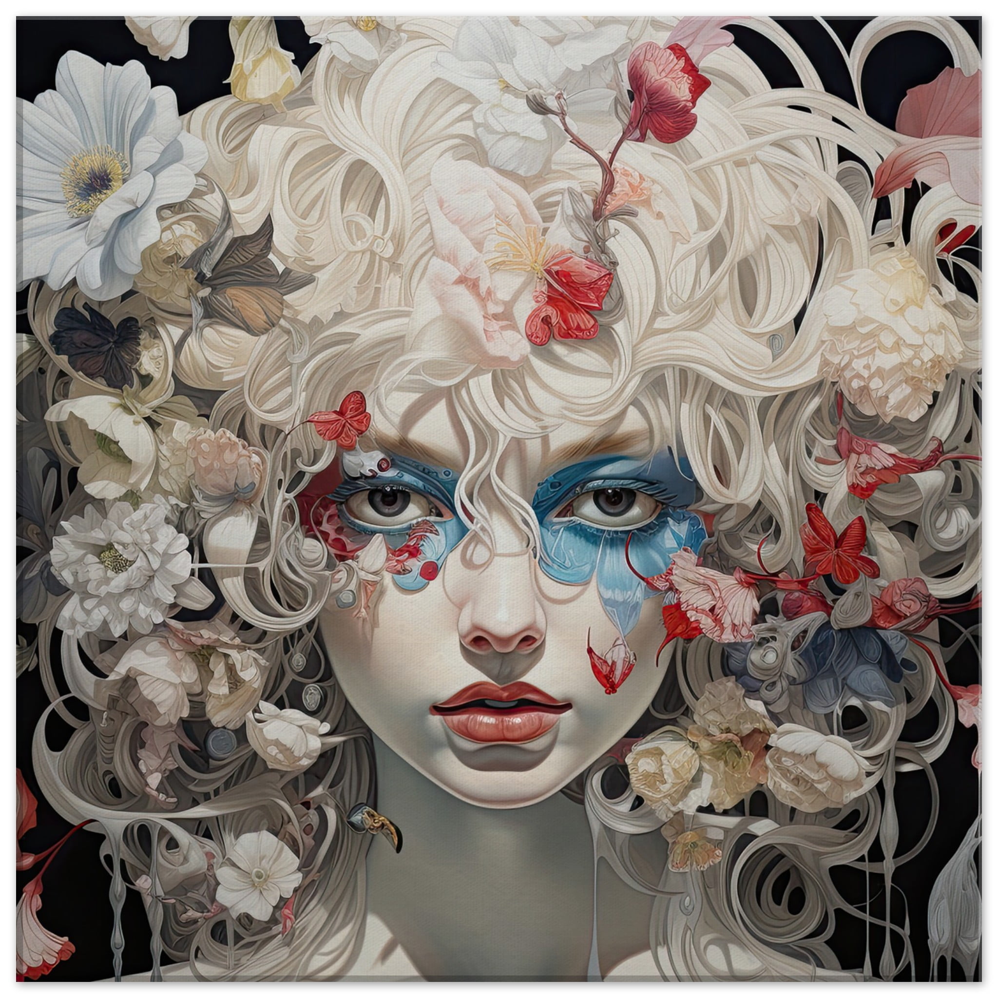 Flower Girl Art Canvas Print – 50×50 cm / 20×20″, Slim