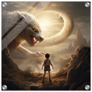 The Boy and the Chimera Acrylic Print - 40x40 cm / 16x16″