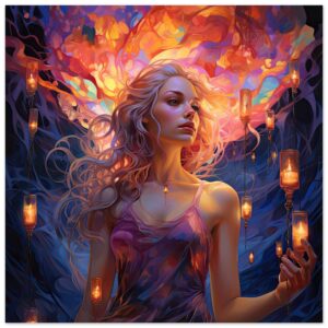 Lovely Lanterns and Colors Art Poster - 70x70 cm / 28x28″