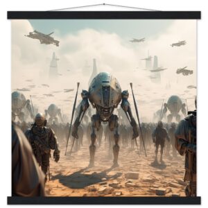 Future War Sci-Fi Art Print with Hanger - 50x50 cm / 20x20″, Black wall hanger