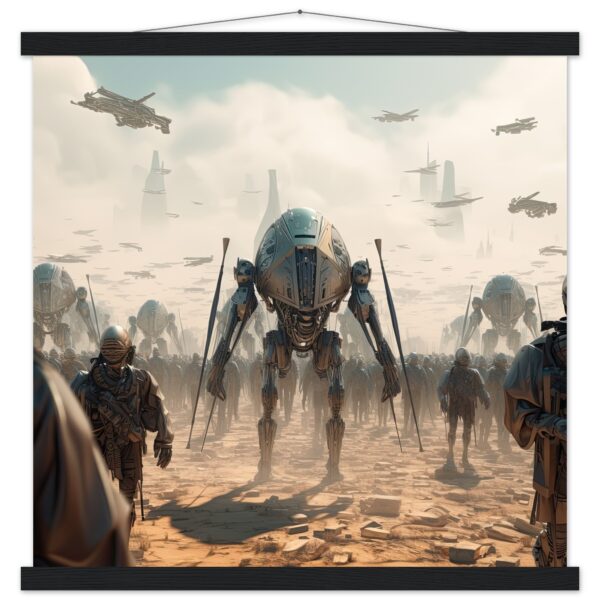 Future War Sci-Fi Art Print with Hanger - 50x50 cm / 20x20″, Black wall hanger