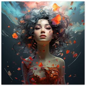 Digital Art - Girl Beautiful Abstract - Metal Print - 20x20 cm / 8x8″