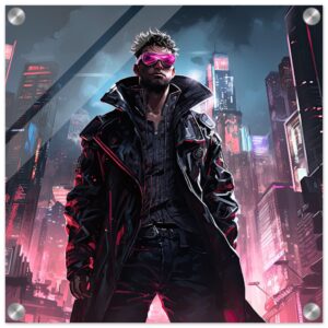 Cool Cyberpunk Dude Acrylic Print - 40x40 cm / 16x16″