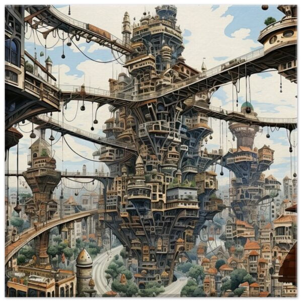 Surreal City Canvas Print - 30x30 cm / 12x12″, Slim
