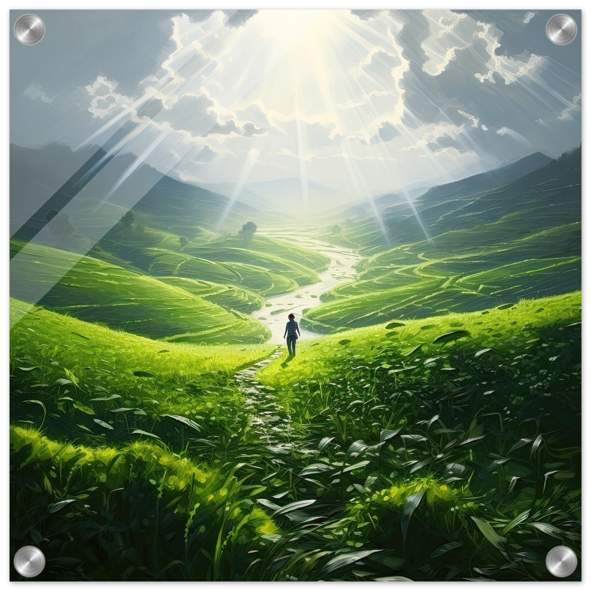 Daybreak – Fields of Green – Acrylic Print – 40×40 cm / 16×16″