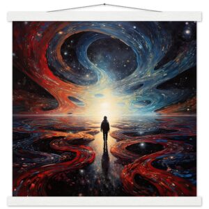 Infinity Abstract Art Print with Hanger - 45x45 cm / 18x18″, White wall hanger